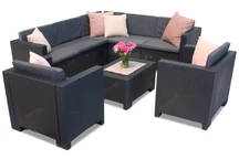 Technorattan-Ecksofa in der Garnitur Colorado Corner 7, Bica anthrazit
