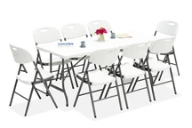 Catering-Möbel - klappbarer Catering-Tisch 180 cm + 8 Stühle Set