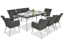 Exklusive Essgruppe aus Polyrattan Cordoba Anthrazit für 8 Personen Garden Point
