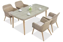 Exklusive Essgruppe aus Polyrattan Córdoba sand für 4 Personen Garden Point