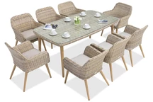 Exklusive Essgruppe aus Polyrattan Córdoba sand für 8 Personen Garden Point