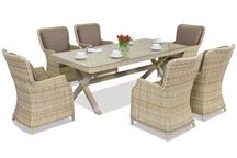 Exklusives Tafelservice aus technischem Rattan von London Garden Point beige