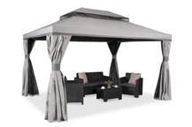 Gartenpavillon mit Moskitonetz und Vorhängen Valencia 3x4m grau Garden Point
