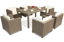 Technorattan-Garnitur Colorado Premium 6 Bica Cappuccino