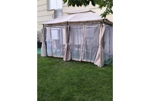 Metall-Pavillon Ibiza 3x4m creme mit Moskitonetz Garden Point