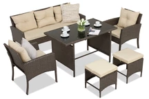 Braunes Polyrattan-Set mit Bari Garden Point Sitzkissen