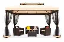 Cremefarbener Gartenpavillon mit Moskitonetz Valencia 3x4 m Garden Point