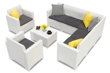 Eine Garnitur mit mit Ecksofa Nebraska Corner 7 weißer Bica