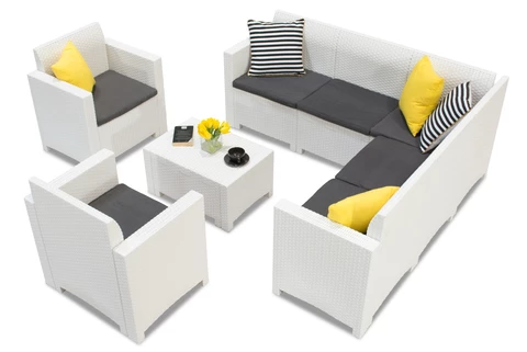 Eine Garnitur mit mit Ecksofa Nebraska Corner 7 weißer Bica