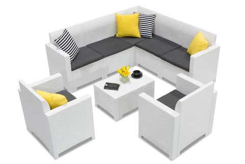 Eine Garnitur mit mit Ecksofa Nebraska Corner 7 weißer Bica