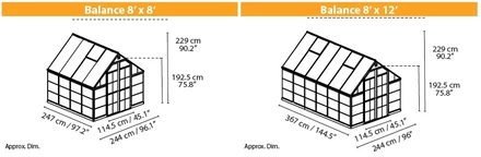 Erweiterungsmodul für das Gewächshaus Balance Palram 8x4 silber