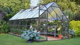 Graues Polycarbonat-Gewächshaus Balance Grey 2,44 x 4,87 m Palram