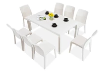 Houston / Virginia weißes Gartenmöbel-Set für 8 Personen Bica