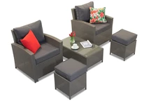 Polyrattan Loungemöbel Parma Terrace Anthrazit mit Garden Point Poufs