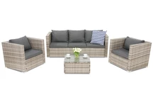 Rattan Gartenmöbel Set Roma Coffee 5 Garden Point grau