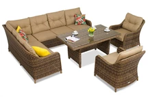 Tech-Rattan-Set mit Toledo Comida 7 Garden Point-Ecke aus Bronze