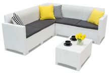 Technorattan-Ecksofa Nebraska Corner 5 weiß Bica