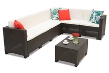 Technorattan-Ecksofa in der Garnitur Colorado Corner 6 Tisch braun Bica