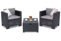 Technorattan-Garnitur Colorado Terrace Box 2 Anthrazit Bica mit der Truhe