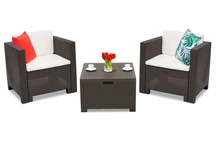 Technorattan-Garnitur Colorado Terrace Box 2 braun mit der Truhe