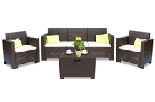 Technorattan-Garnitur Nebraska Coffee Box 5 Tech Rattan Set braun mit der Truhe
