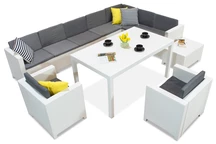 Technorattan-Garnitur mit Ecksofa Colorado Comida Max 9 weiß Bica