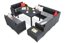Technorattan-Garnitur mit Ecksofa Nebraska Comida 9 Anthrazit Bica