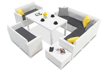 Technorattan-Garnitur mit Ecksofa Nebraska Comida 9 weiß Bica