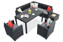 Technorattan-Garnitur mit Ecksofa und Sesseln Nebraska Comida 7 Anthrazit Bica