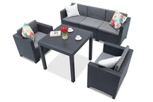 Technorattan-Garnitur mit einem großen Sofa Colorado Dallas Apetito 5 Anthrazit Bica mit der Truhe