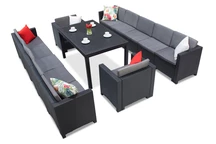 Technorattan-Möbelgarnitur mit zwei großen Sofas Colorado Apetito Max 12 Anthrazit Bica