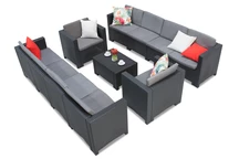 Technorattan-Möbelgarnitur mit zwei großen Sofas Colorado Coffee Max 10 Anthrazit Bica