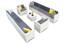 Technorattan-Möbelgarnitur mit zwei großen Sofas Colorado Coffee Max 12 weißen Bica-Sofas