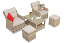 Toledo Terrace Techno-Rattan-Set mit beigen Poufs von Garden Point