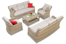 Komlpet aus luxuriösem Polyrattan Möbel Toledo Coffee 8 Garden Point beige