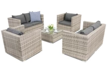 Rattan Gartenmöbel Set Roma Coffee 6 Garden Point grau