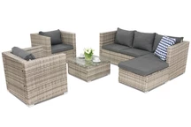 Rattan Gartenmöbel Set Roma Corner 6 Garden Point grau