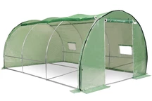 3 x 4,5 m grüner Folientunnel mit gerollter Garden Point-Folie