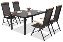 Aluminium Polywood Gartenmöbel Verona Wood für 4 Personen Garden Point schwarz
