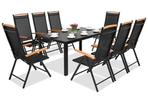 Aluminium Polywood Gartenmöbel Verona Wood für 8 Personen Garden Point schwarz