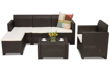 Couchtischgarnitur aus Technorattan Nebraska Relax Corner 5 braun Bica