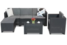 Couchtischmöbelgarnitur aus Technorattan Colorado Relax Corner 5 Anthrazit Bica