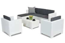 Couchtischmöbelgarnitur aus Technorattan Colorado Relax Corner 6 weiß Bica