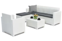 Couchtischmöbelgarnitur aus Technorattan Nebraska Relax Corner 5 weiß Bica