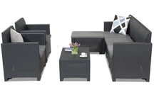 Couchtischmöbelgarnitur aus Technorattan Nebraska Relax Corner 6 Anthrazit Bica