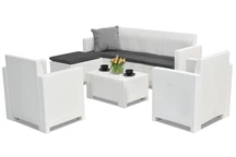 Couchtischmöbelgarnitur aus Technorattan Nebraska Relax Corner 6 weiß Bica