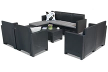 Couchtischmöbelgarnitur aus Technorattan Nebraska Relax Corner 8 Anthrazit Bica