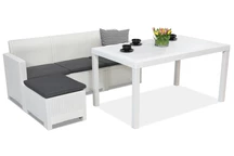 Couchtischmöbelgarnitur aus Technorattan Set Nebraska Relax Corner 4 weiß Bica