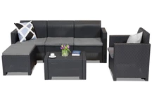 Couchtischmöbelgarnitur aus Technorattan Set Nebraska Relax Corner 5 Anthrazit Bica