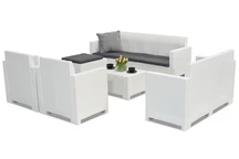 Couchtischmöbelgarnitur aus Technorattan Set Nebraska Relax Corner 8 weiß Bica